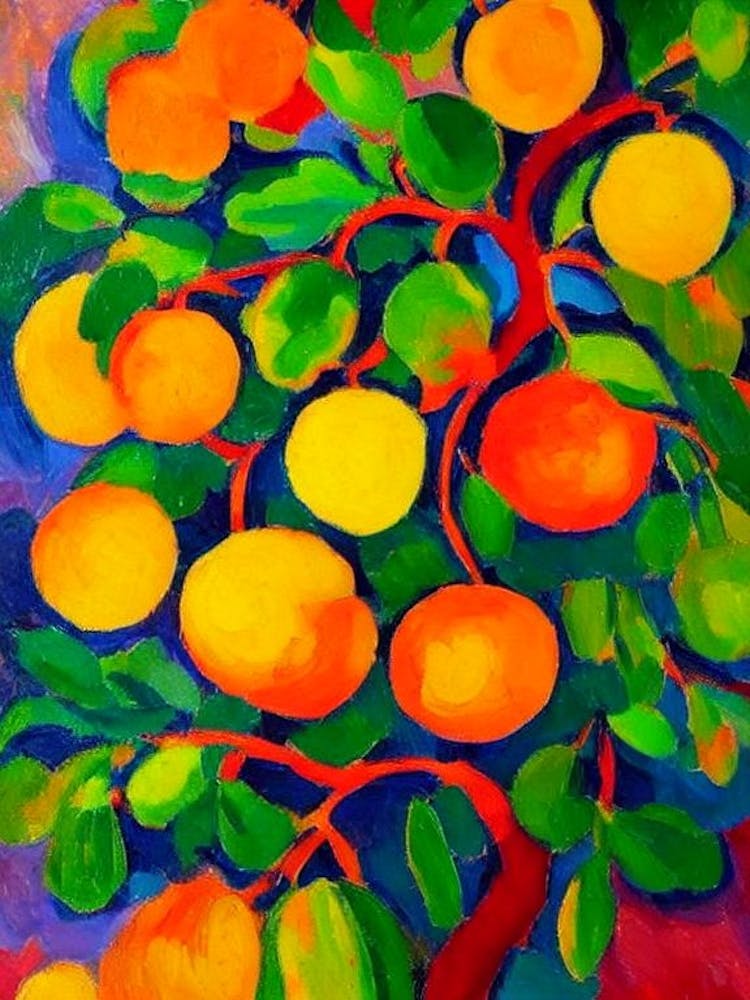 Mangoosteen Fruit Vibrant Matisse Inspired Painting Fruit