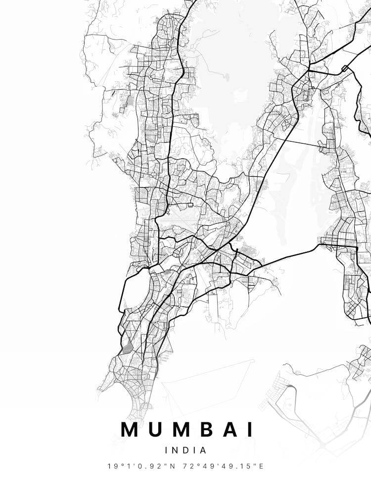Mumbai India White Map