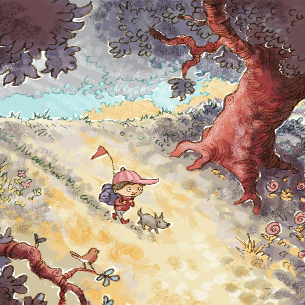 Sweet Boy Dog Adventure Illustration