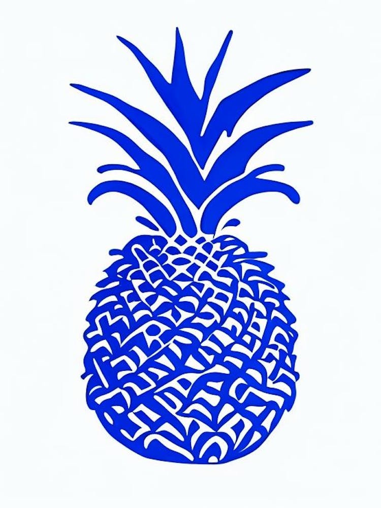 Pineapple 1 Symbol Blue And White Line Drawing