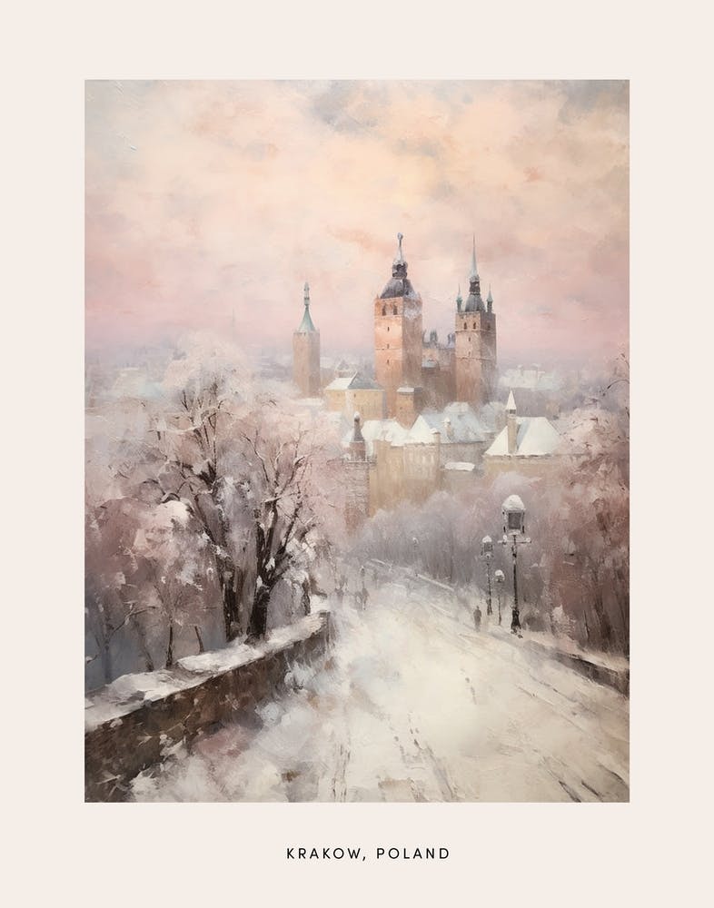 Dreamy Winter Painting Poster Krakow Poland 3