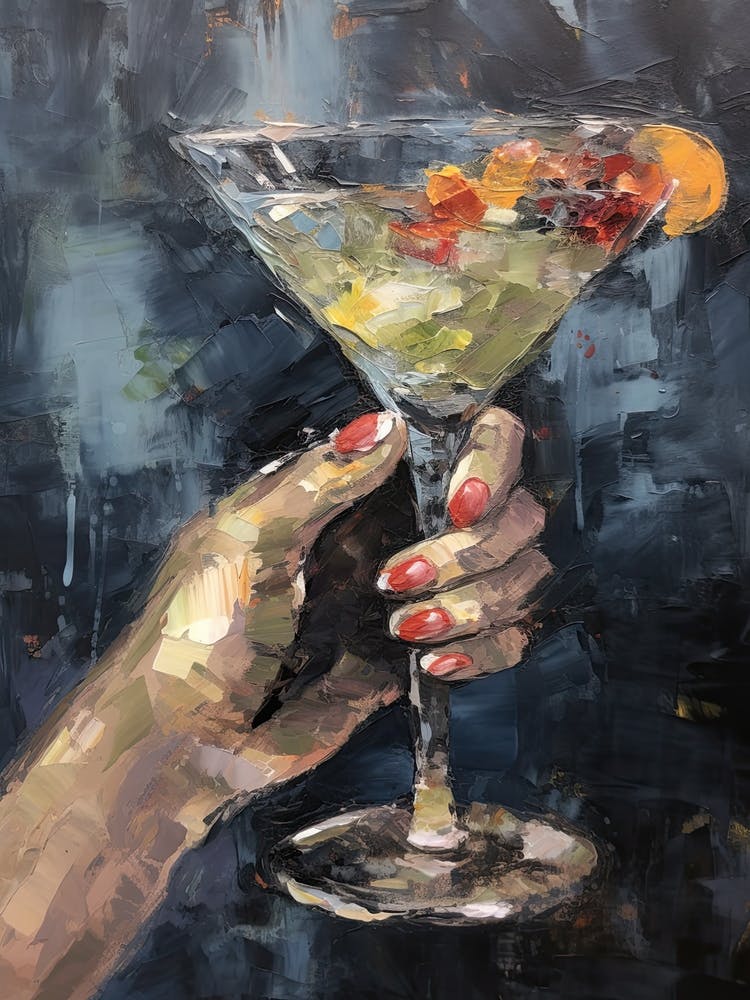 A Hand Holding A Martini Painting 3