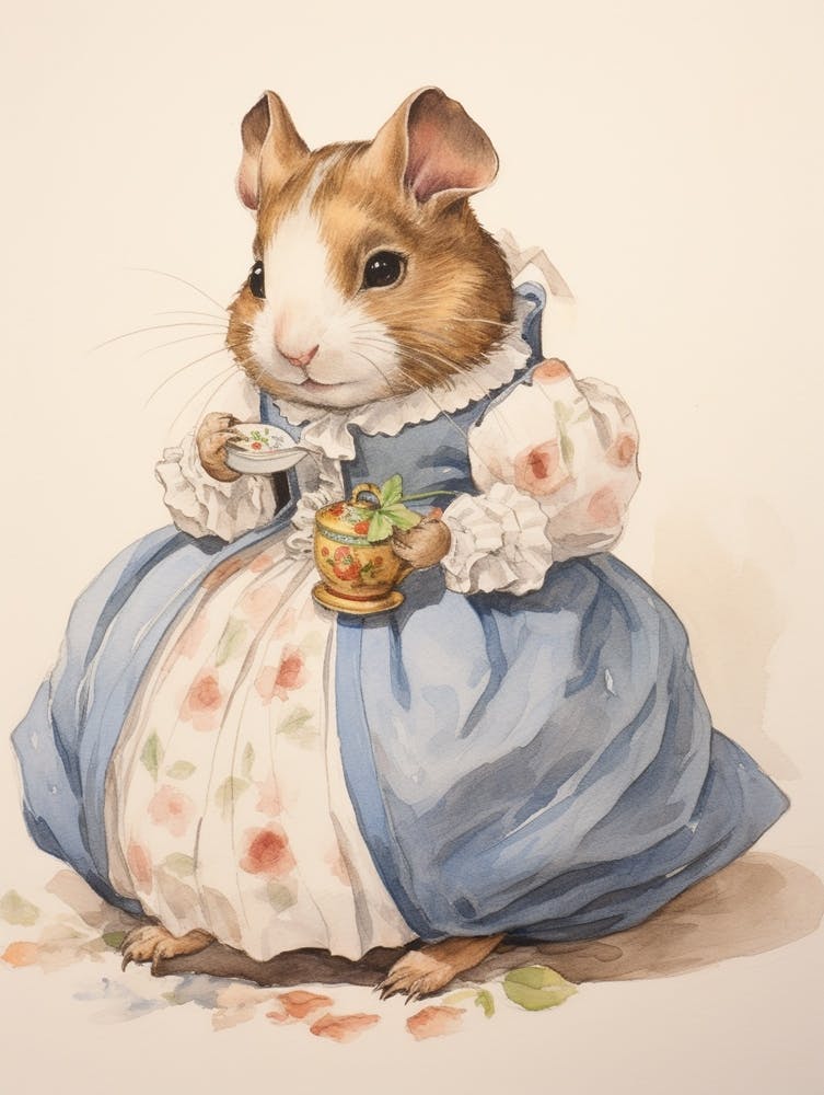 Märchenhaftes Tier Aquarell Meerschweinchen 1