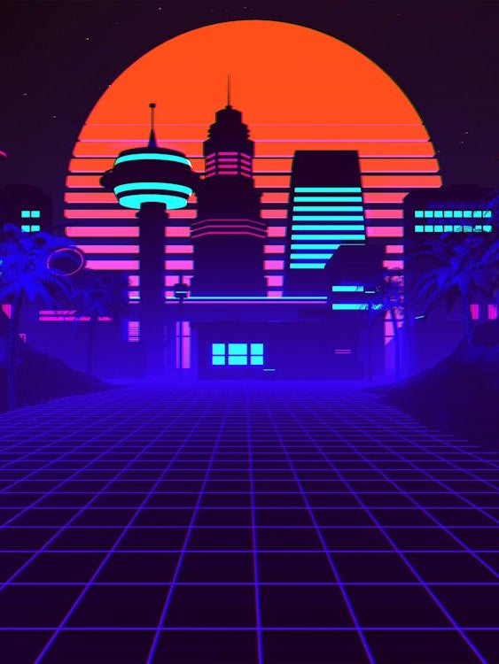 80s Cityscape - Synthwave Neon City 1
