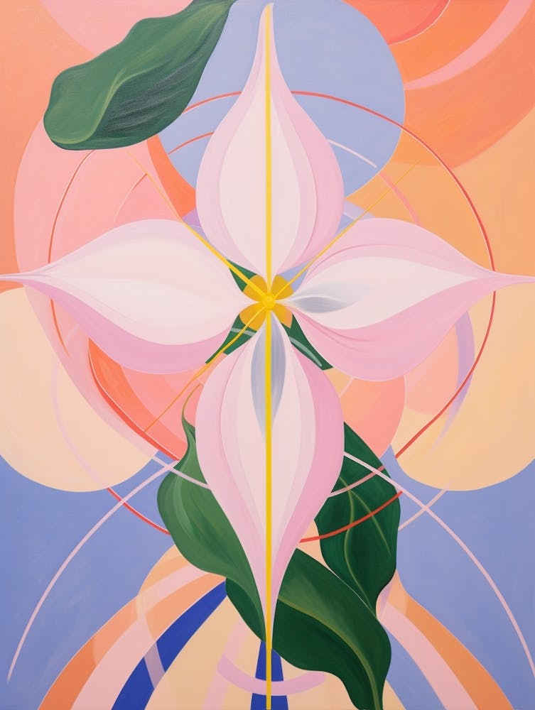 Lily 1 Hilma Af Klint Inspired Pastel Flower Painting
