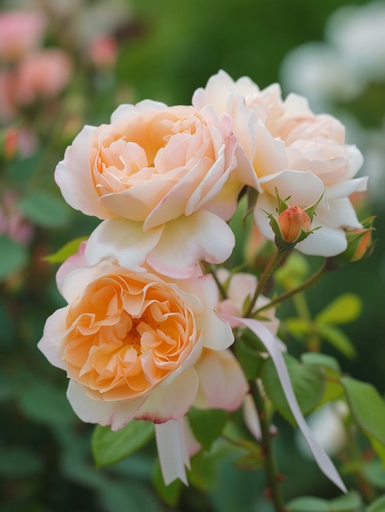 Englische Rosen Malerei Rose mit einem Band 2