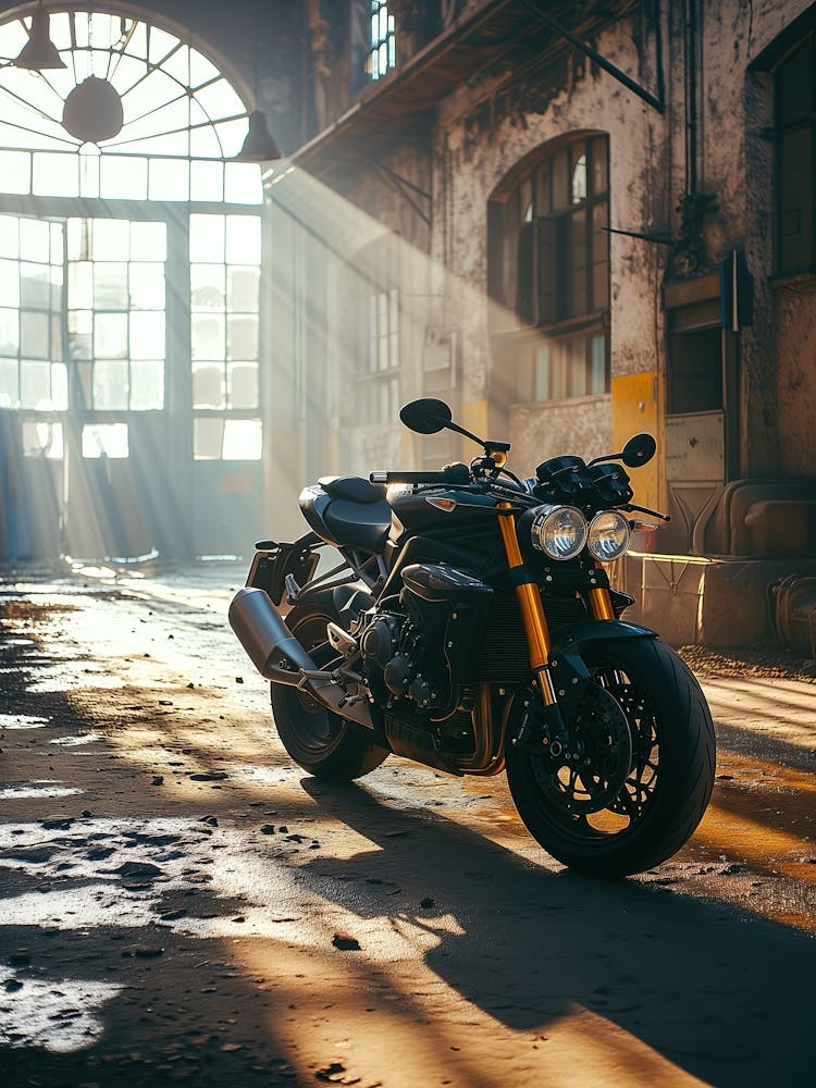 Motorcycle Parked In An Old Building 1