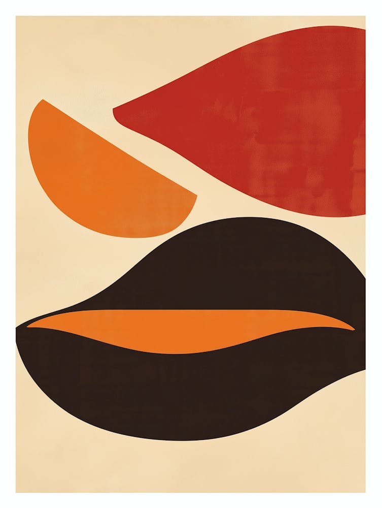 Mid Century Modern Poster Of Brown And Orange Dots