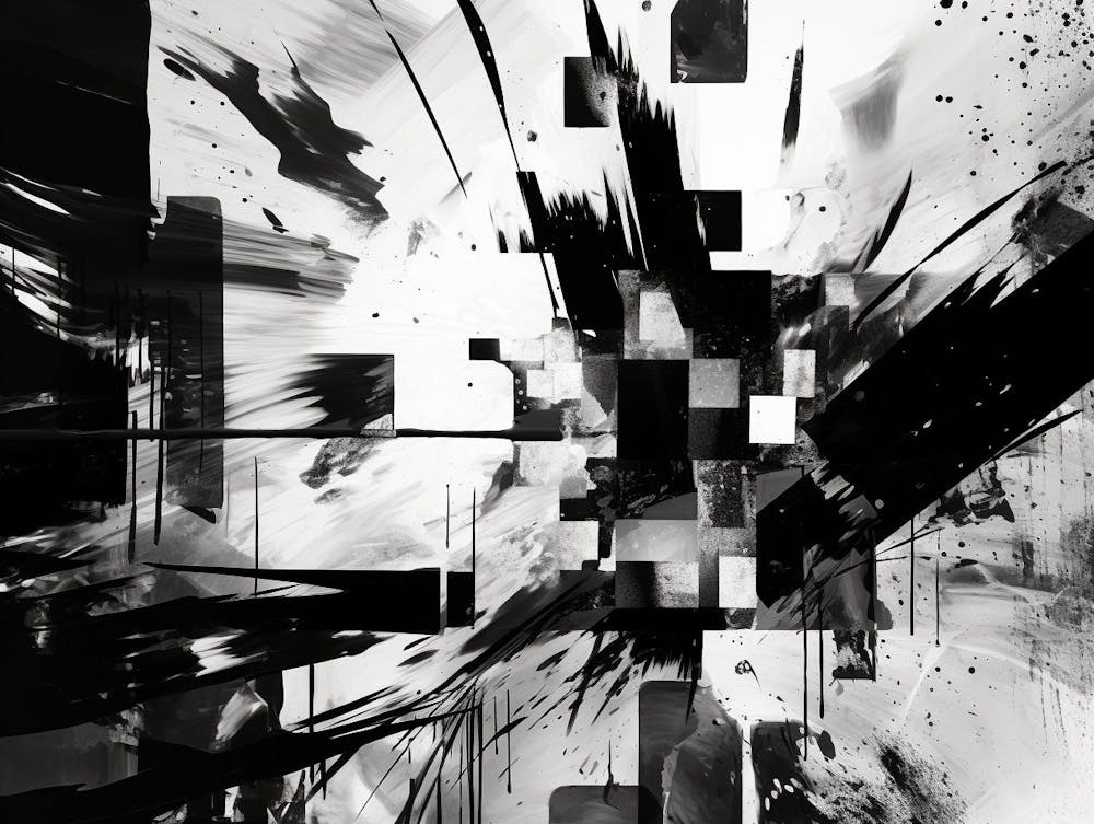 Distorted Reality Abstract Black And White 1