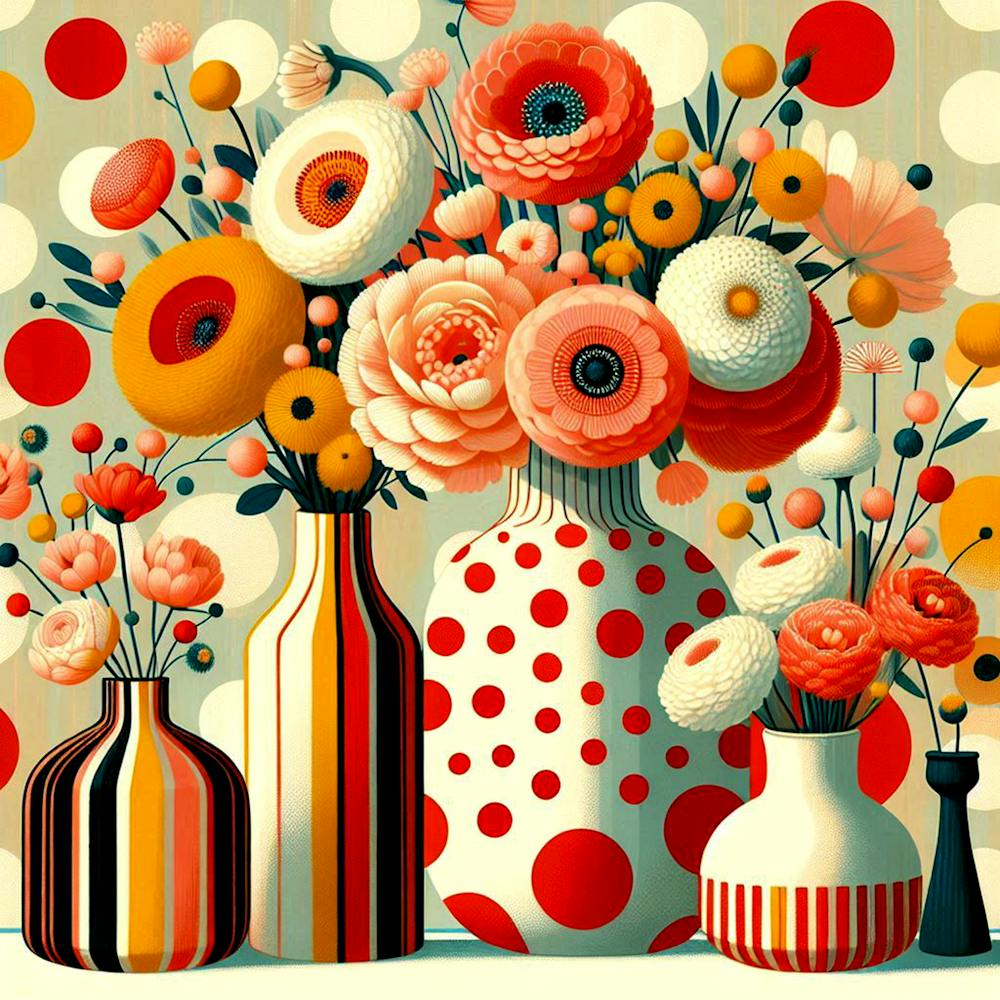 Coral And Yellow Flowers In A Vase 3
