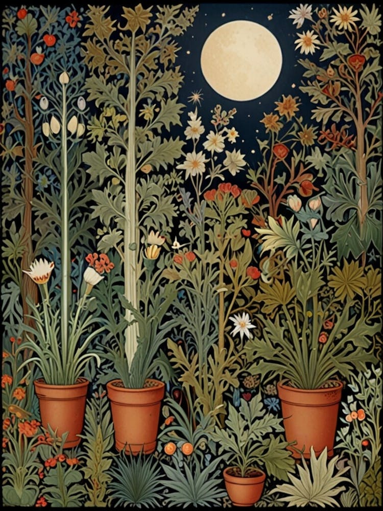 William Morris Garden At Night 1