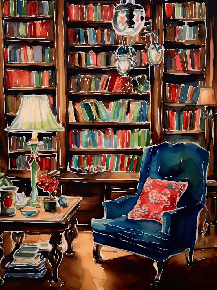 Blue Chair In A Library