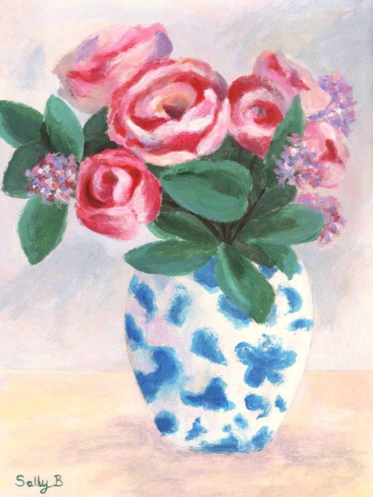 Chinoiserie Vase And Roses