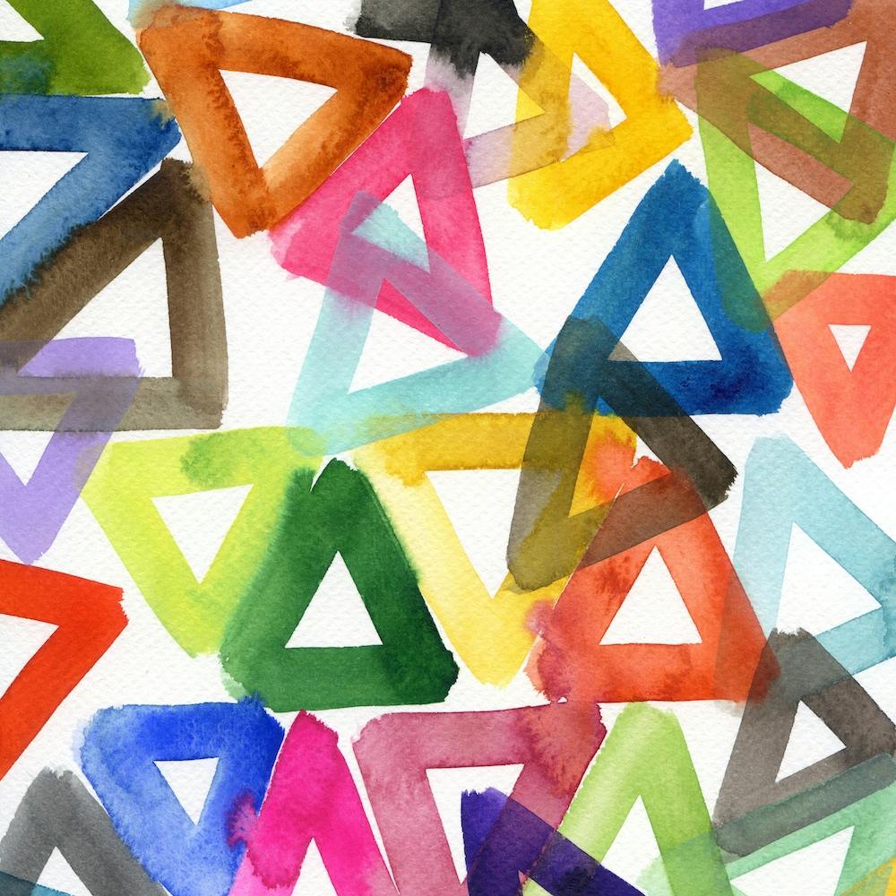 Watercolor Triangles in Rainbow