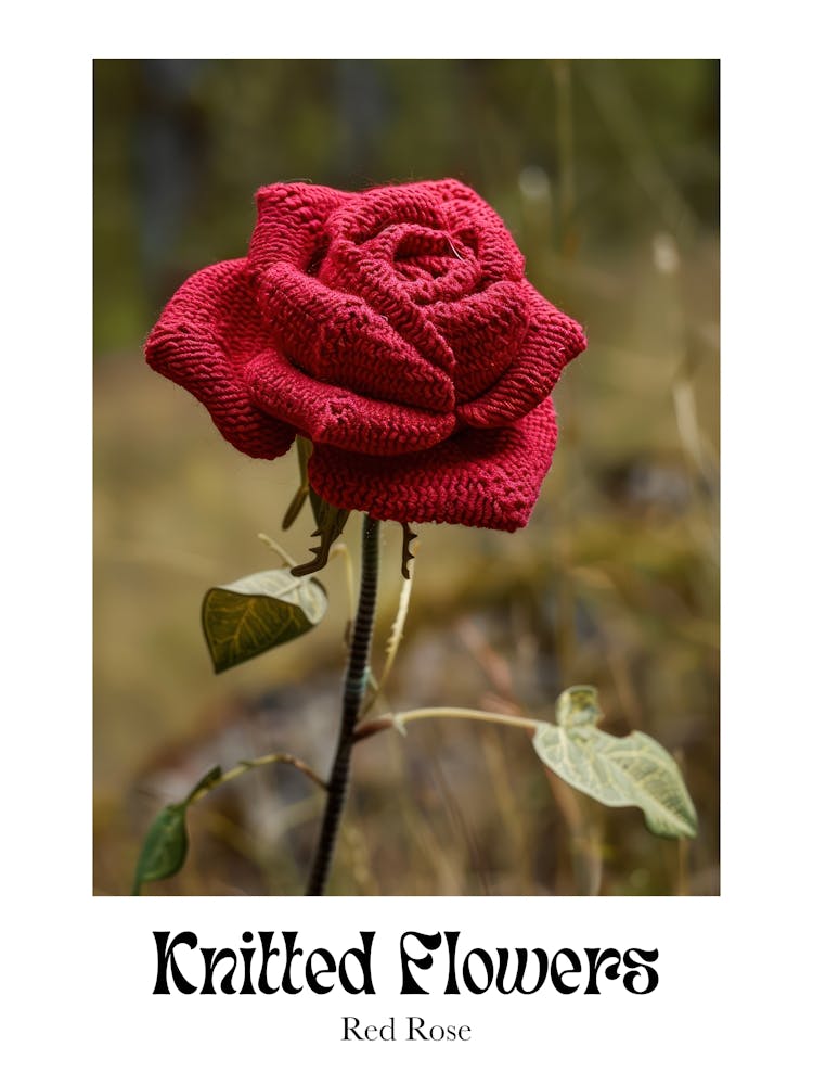 Knitted Flowers Red Rose 3