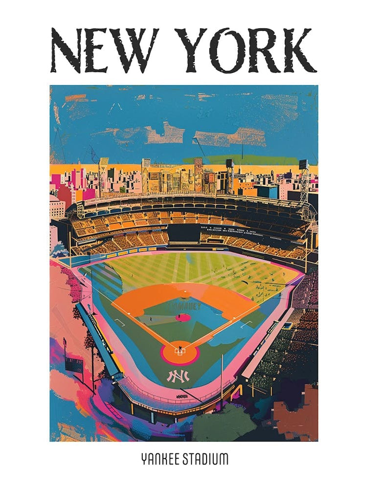 Yankee Stadium New York Colourful Silkscreen Illustration 3 Poster