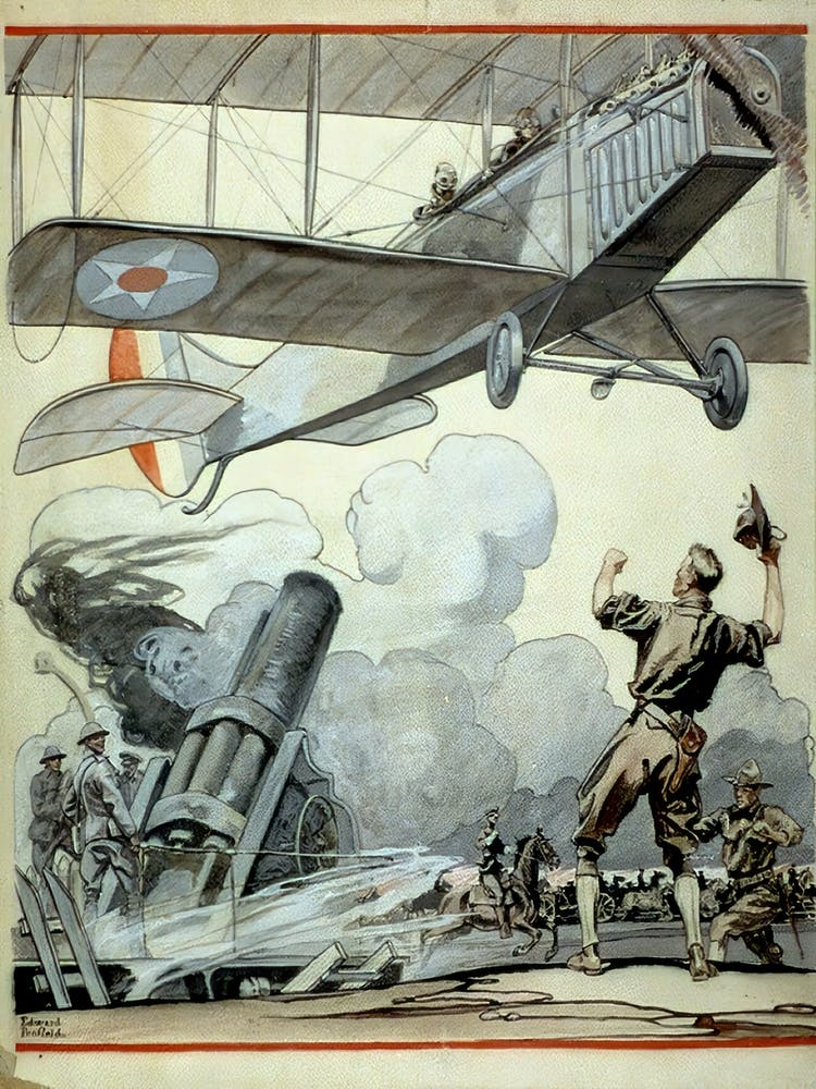 Avion, Canon d'Artillerie et Soldats (1917), Edward Penfield