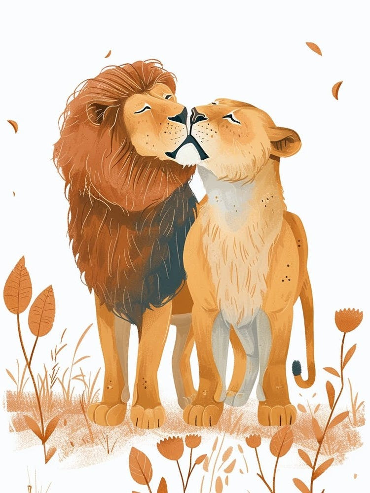 African Lion Mating Rituals Clipart 4