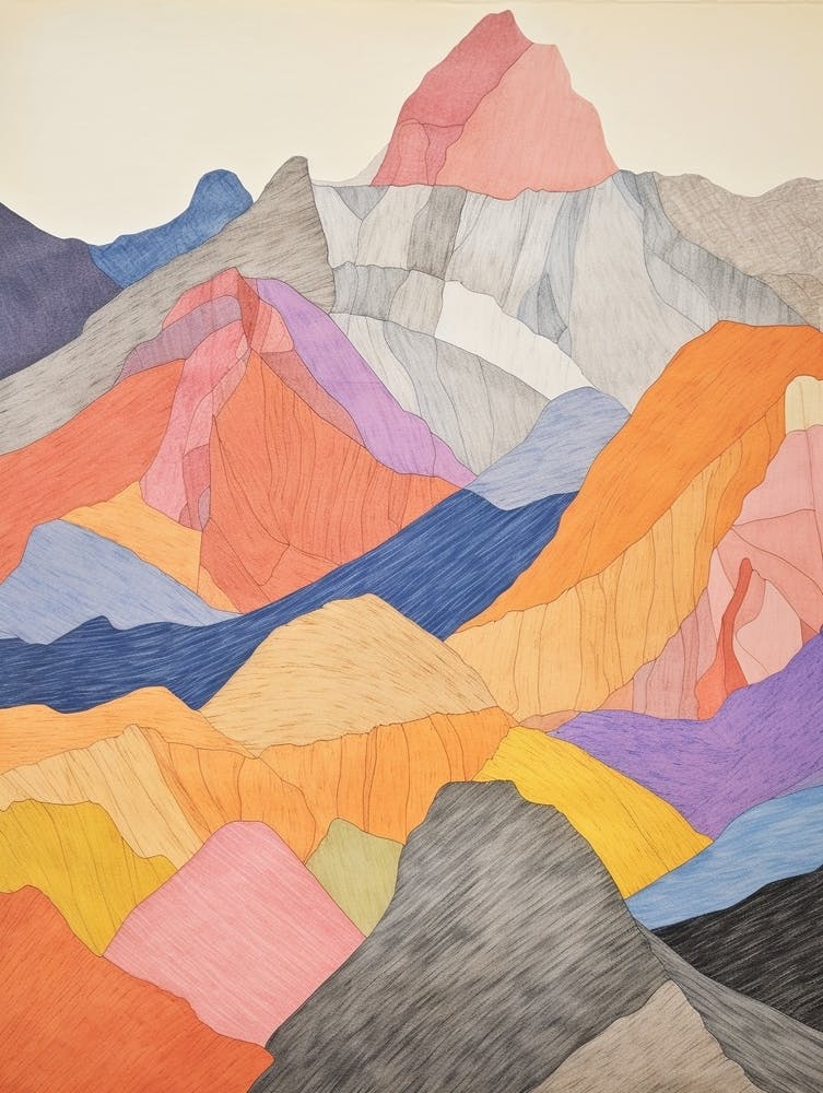 Mount Bear United States Colourful Mountain Illustration