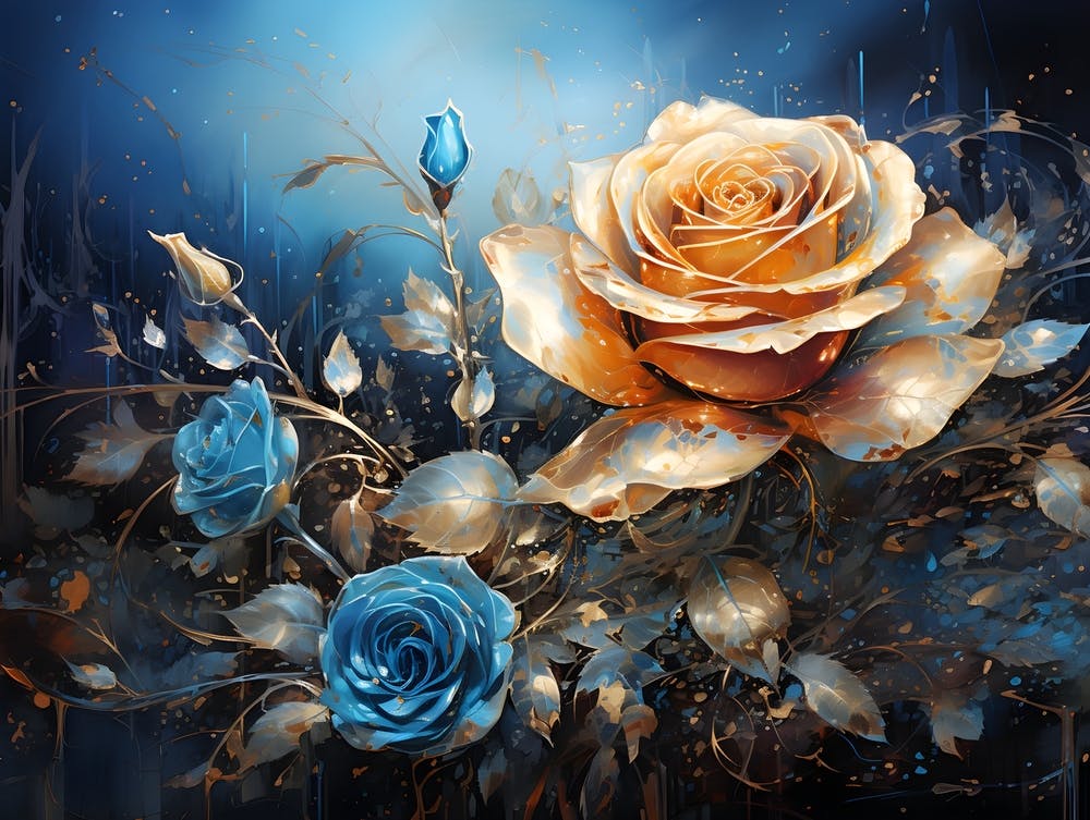 Blue and Gold Roses
