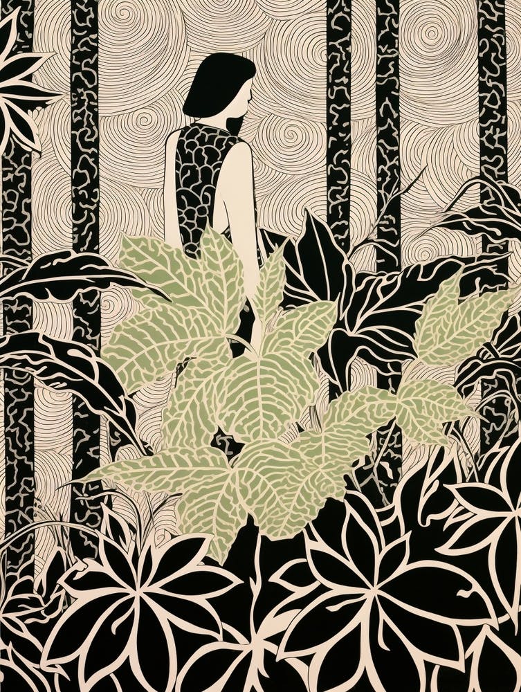 B&W Plant Illustration Chinese Evergreen 2