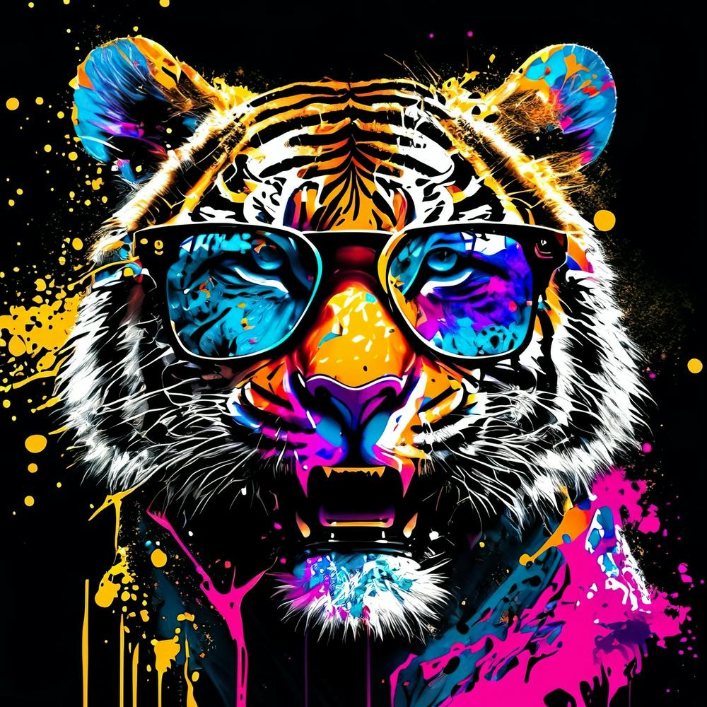 Tiger With Sunglasses Pop Art