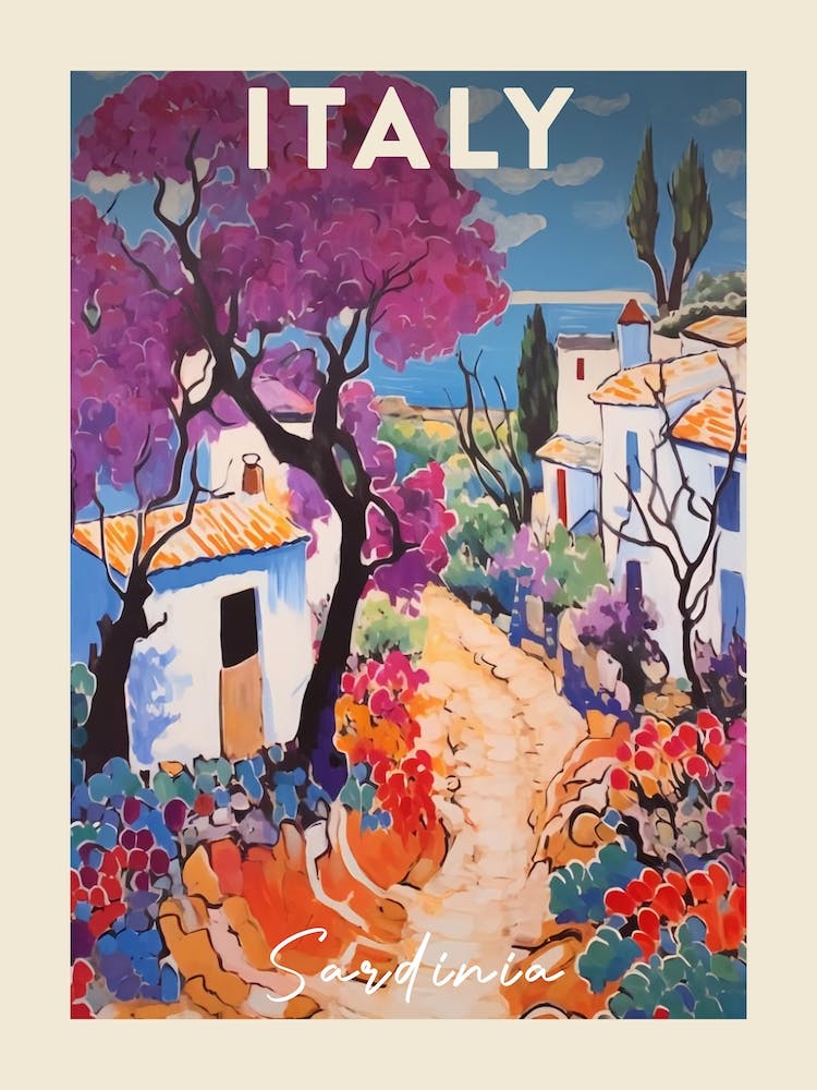 Sardinia Italy 2 Fauvist Painting Travel Poster