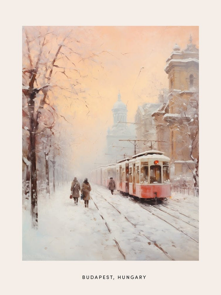 Dreamy Winter Painting Poster Budapest Hungary 2