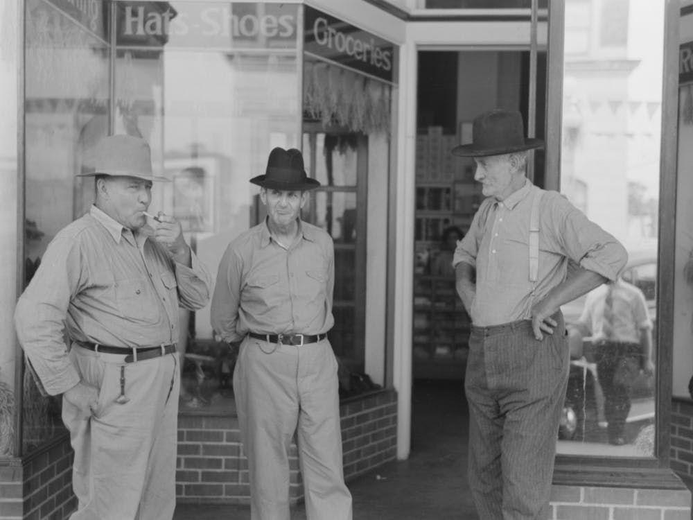 Farmers Talking In Front Of Old Store, Crowley, Louisiana By Russell Lee