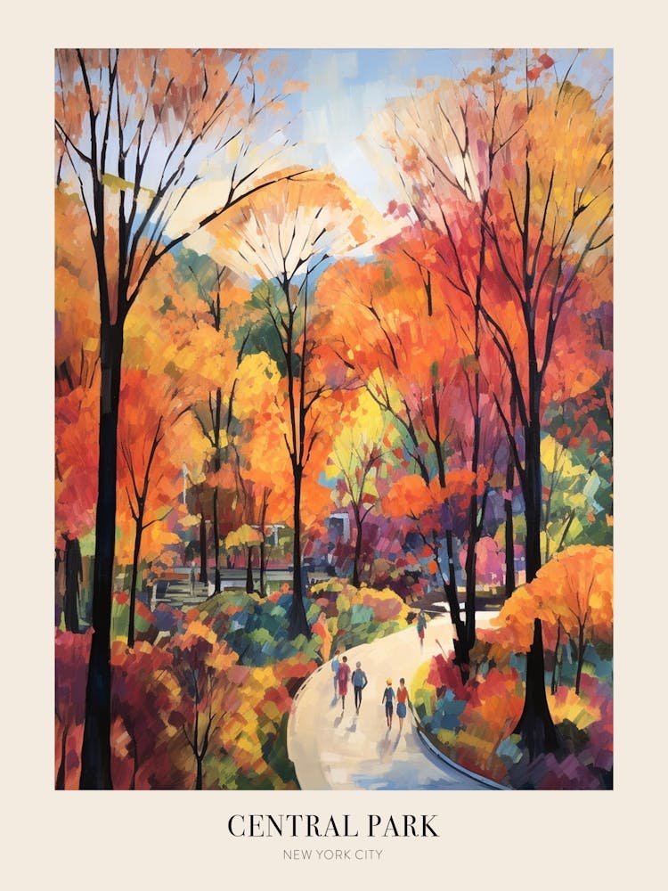 Autumn City Park Painting Central Park New York City 1 Poster