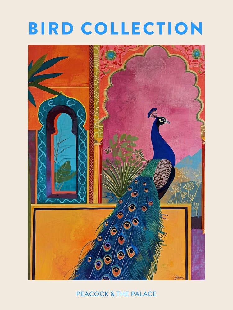 Peacock In A Palace Painting Poster