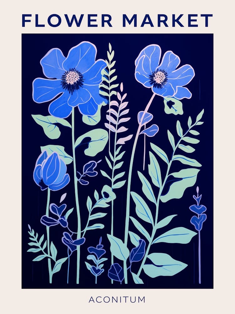 Blue Flower Market Poster Aconitum 3