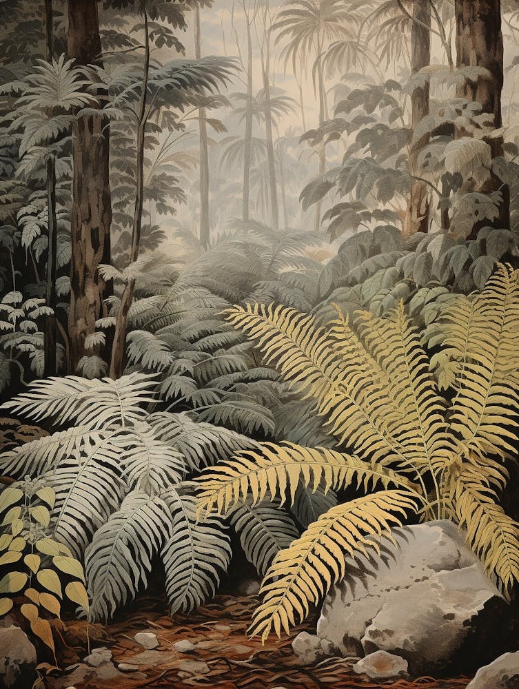 Vintage Jungle Botanical Illustration Ferns 4