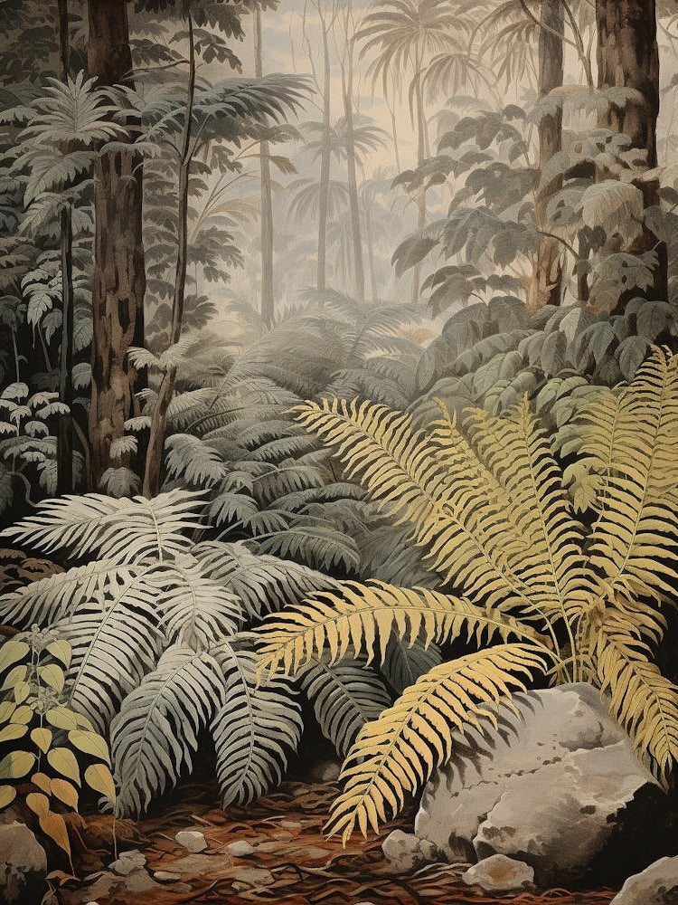 Vintage Jungle Botanical Illustration Ferns 4
