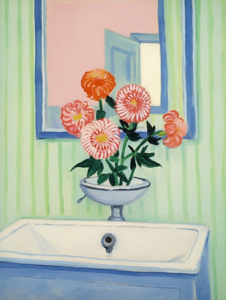 A Vase With Zinnia, Flower Bouquet 2