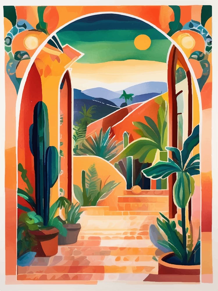 Cactus Garden, Colorful Mexican landscape