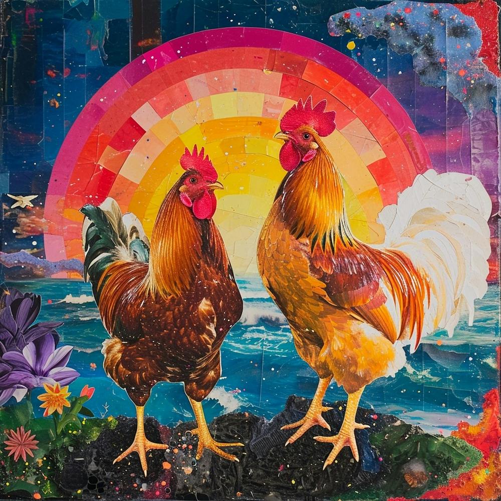Kitsch Retro Rooster Collage 4