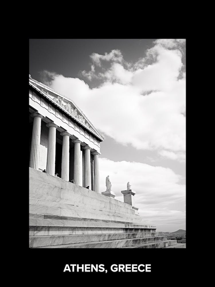 Poster Of Athens, Greece, Mediterranean Black And White Photography Analogue 1
