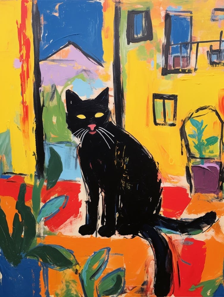Painting Of A Cat In Rabat Morocco 1