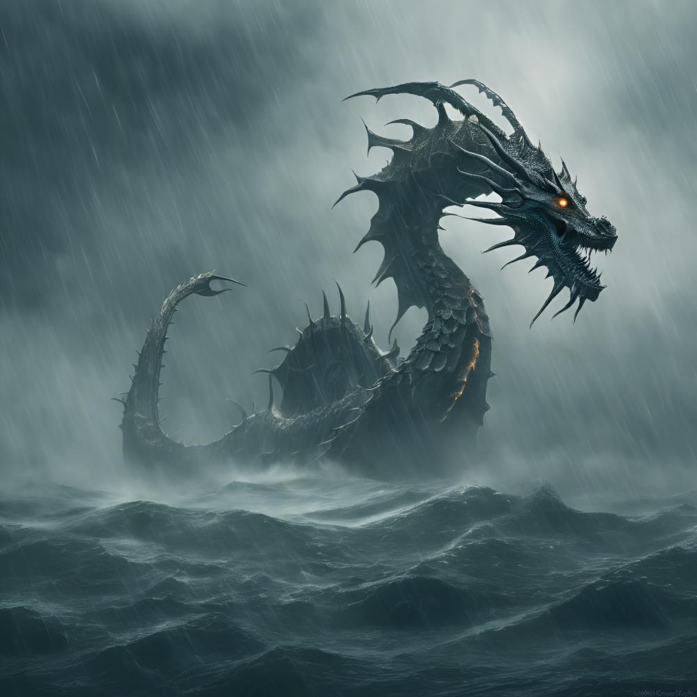 Leviathan Rising 2/4 (sea monster snake dragon mist fog mystic fantasy storm sinbad greek roman Cetus Echidna Hydra Scylla Jörmungandr)