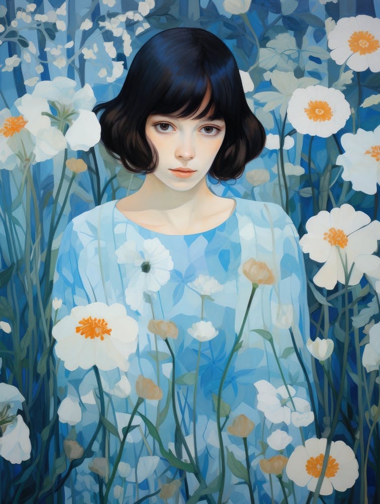 Girl In A Field Of Flowers