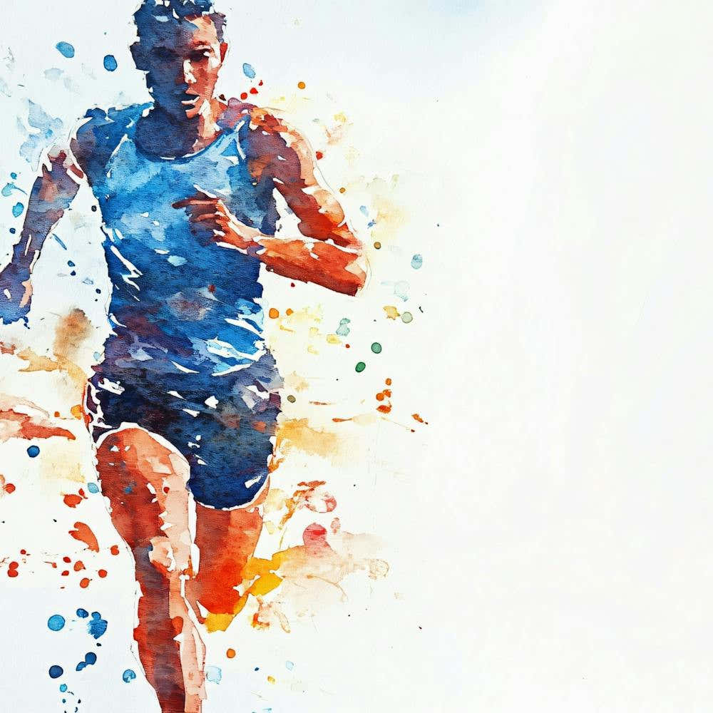 Watercolor Athlete Running