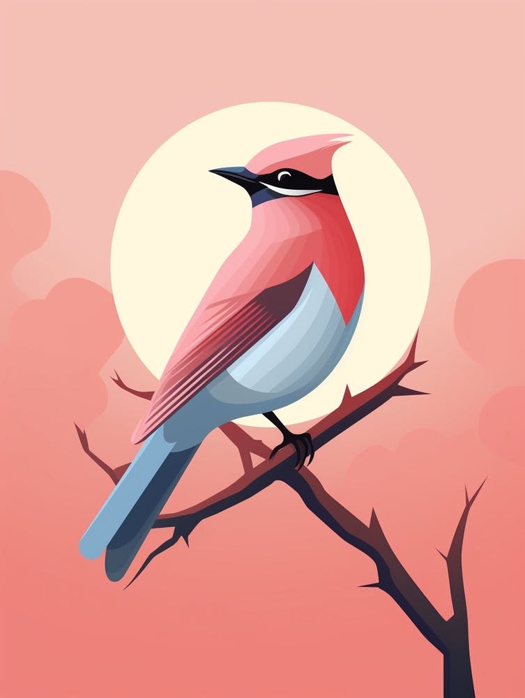 Minimalist Cedar Waxwing 4 Illustration
