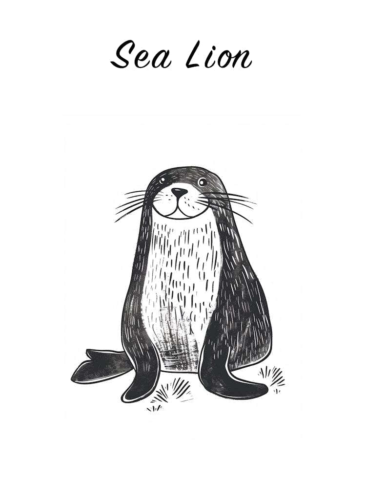 B&W Sea Lion Poster