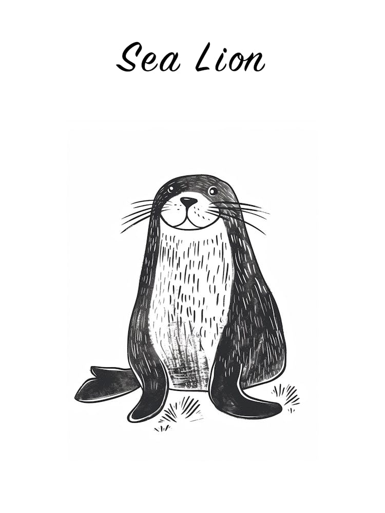 B&W Sea Lion Poster
