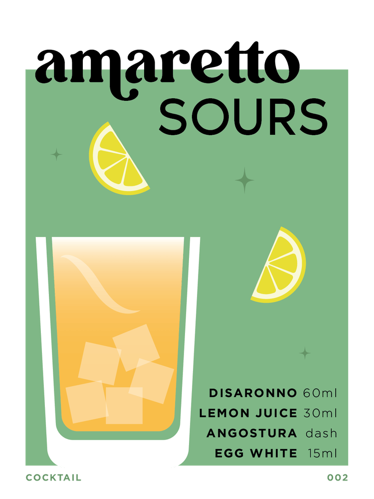 Amaretto Sours in Green Cocktail Recipe