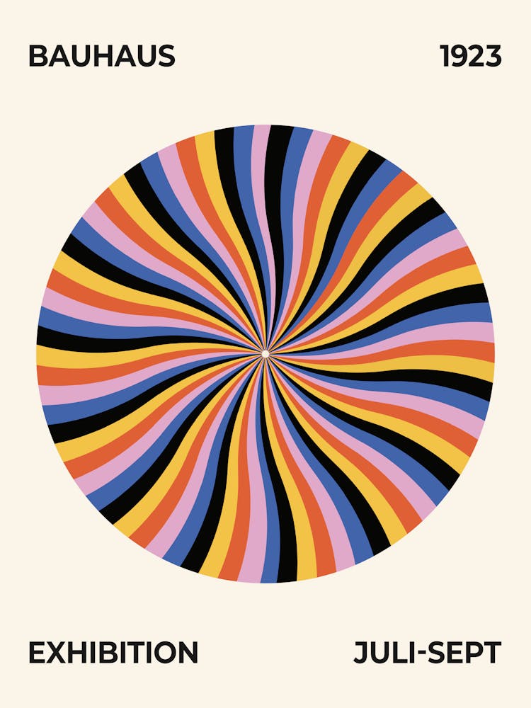 Bauhaus Spiral Exhibition 1923, European, museum, cool, modern, mid century, pop, art, abstract, geometric, colorful