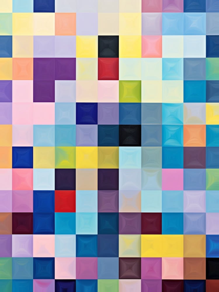Pixelbild bunte Vierecke, Inspiration Gerhard Richter 1024 Farben, bunte quadrate Mosaik