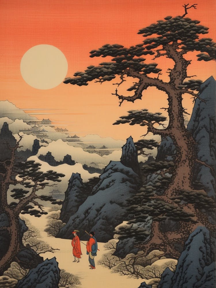 Mount Kurodake, Japan Vintage Travel Art 1