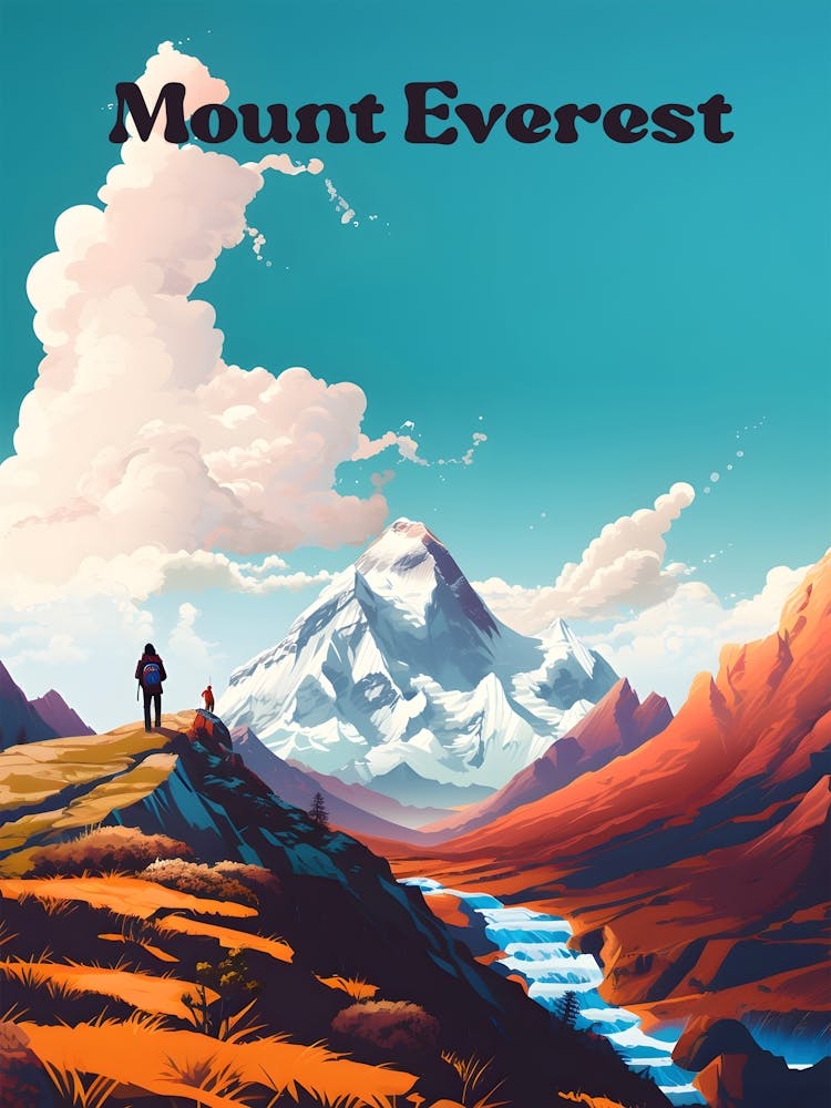 Mount Everest Adventure Travel Art Illustration